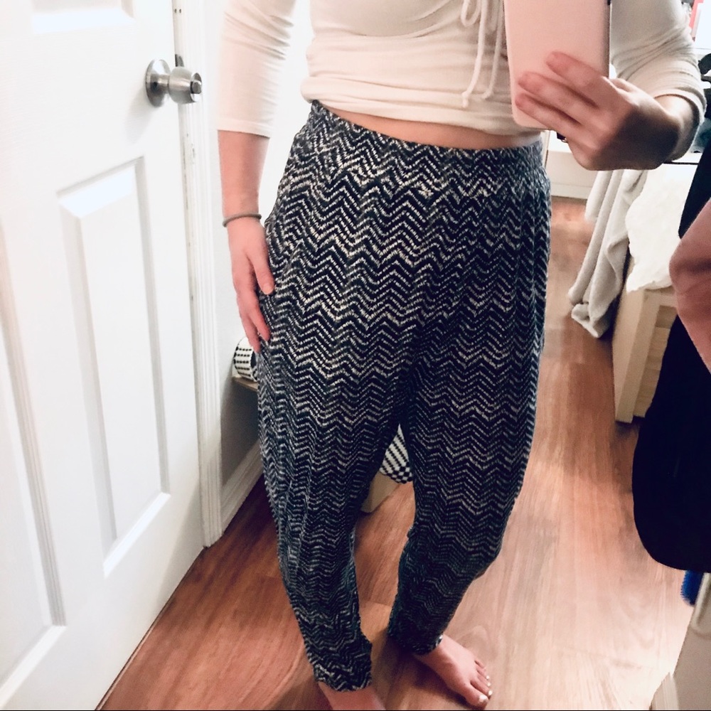 Flowy white and blue pants